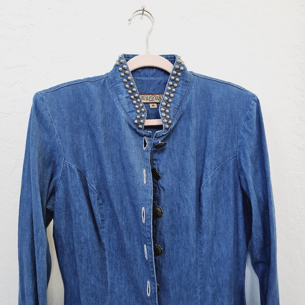 Double D Ranch Denim Jacket Duster Medium Long Sl… - image 5